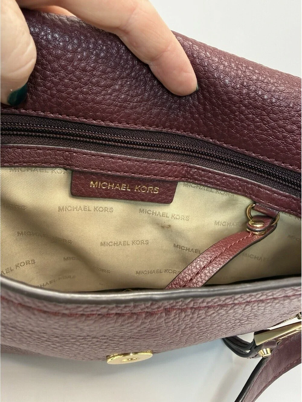Michael Kors Burgundy Messenger Leather Shoulder Bag